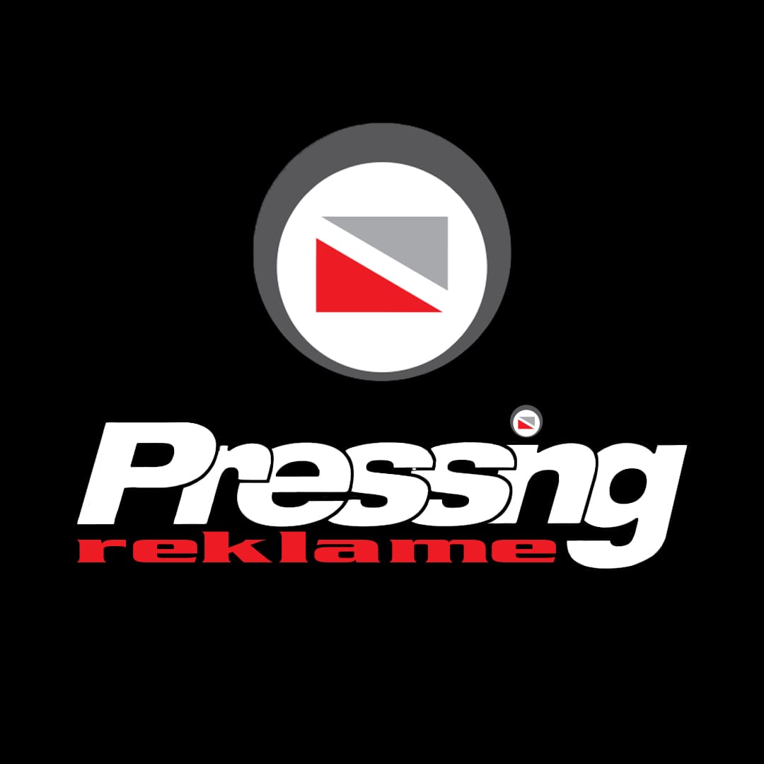 pressing reklame logo white
